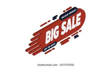 Isometric sale banner template design, Big sale special offer. Vector illustration.