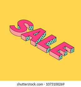 Isometric Sale text template vector.