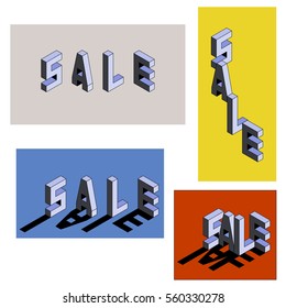 isometric sale typography vector design for print