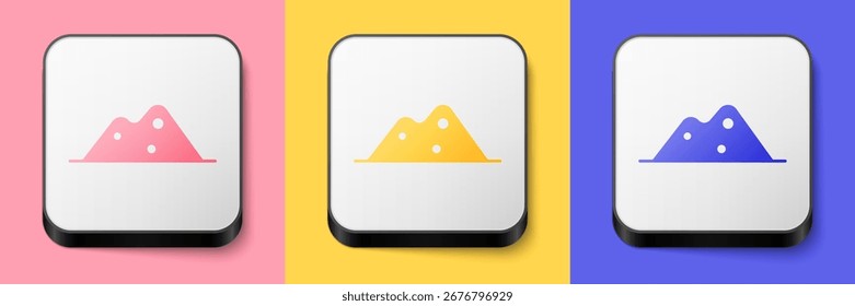 Isometric Salt icon isolated on pink, yellow and blue background. Square button. Vector