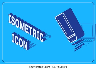 Isometric Salt and pepper icon isolated on blue background. Cooking spices.  Vector Illustration