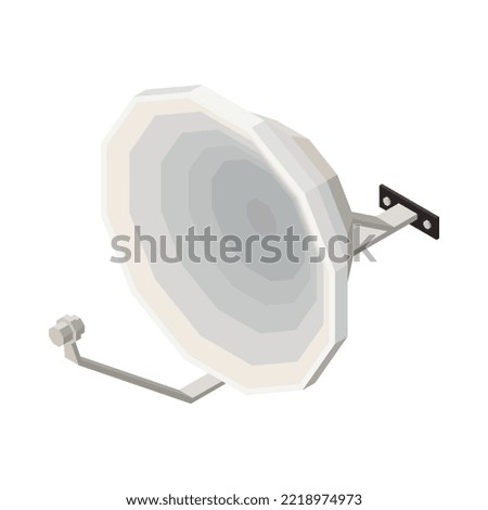 Isometric satellite tv dish antenna 3d vector illustration