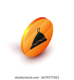Isometric Sauna hat icon isolated on white background. Orange circle button. Vector