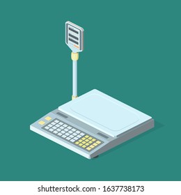 Isometric scales cartoon multicolor vector image 