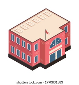 isometric school building construction icon
