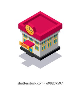 Isometric school building icon