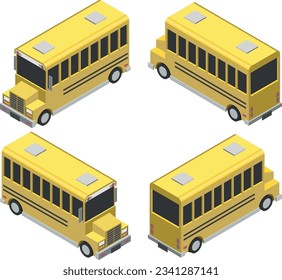 Vector de baja poliomielitis del bus escolar isométrico