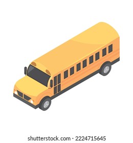 isometric school bus transport icon isolated