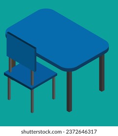 isometric school desk test vector design illustration