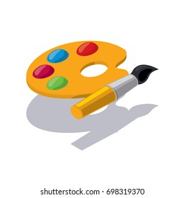 Isometric school pallette and brush icon