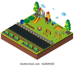 Isometric school playground on white