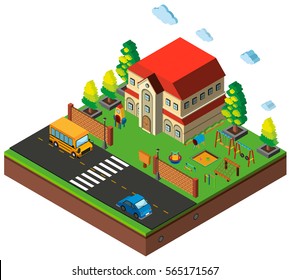 Isometric school playground ilustración