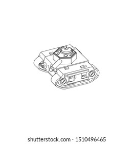 Isometric Sci Fi Tank Isolated line art images for coloring book or sketch references