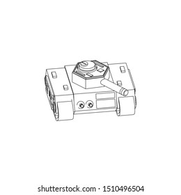Isometric Sci Fi Tank Isolated line art images for coloring book or sketch references