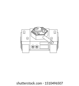 Isometric Sci Fi Tank Isolated line art images for coloring book or sketch references