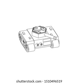 Isometric Sci Fi Tank Isolated line art images for coloring book or sketch references