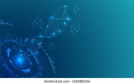Isometric science concept. Abstract DNA technology background. Vector illustration