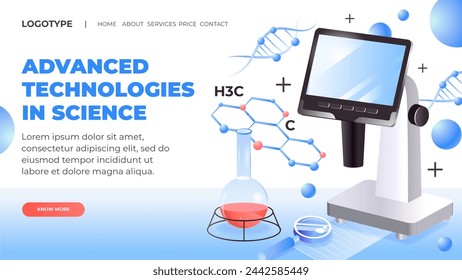 Diseño vectorial de página de aterrizaje de ciencia isométrica en eps 10