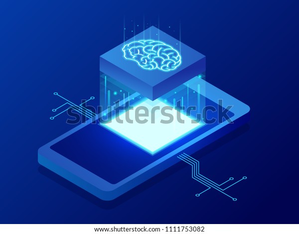 Isometric Science Teacher Bot Concept Artificial Stock Vector