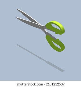 Isometric scissor. Flat style illustration. Isolated vector for icon, presentation, infographic, website, apps, printing and other uses.