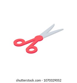 Isometric  scissors  icon. 3d school supplies. Vector Back to school background with stationery. Office accessories.