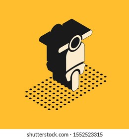 Isometric Scooter icon isolated on yellow background.  Vector Illustration
