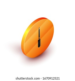 Isometric Screwdriver icon isolated on white background. Service tool symbol. Orange circle button. Vector Illustration