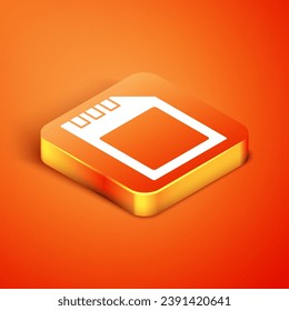 Isometric SD card icon isolated on orange background. Memory card. Adapter icon.  Vector