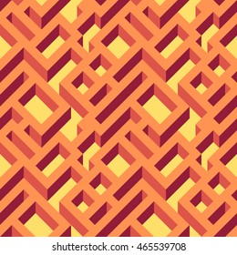 Isometric seamless maze pattern. Abstract endless ornament texture.Geometrical abstract background.
