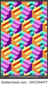 Isometric seamless Maze pattern. vector illustration. Isometry Three Dimensional, the art of wallpaper. vector eps 10.