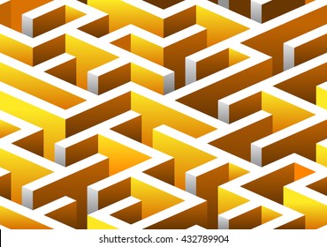 Isometric seamless Maze pattern. vector illustration