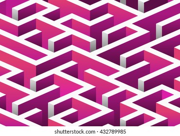 Isometric seamless Maze pattern. vector illustration