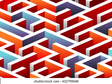 Isometric seamless Maze pattern. vector illustration