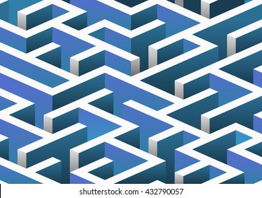 Isometric Seamless Maze Pattern. Vector Illustration