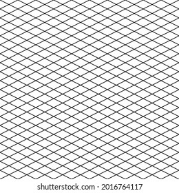 Isometric and seamless mesh. Diagonal squares make simple grid. Vector.