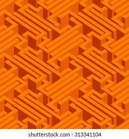 Isometric seamless pattern. Abstract illusory endless ornament texture. Fashion geometric background for web or printing design. Swatch is attached.