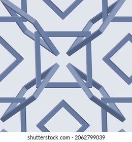 Isometric seamless pattern of intersecting 3d frames. Vector monochrome illustration in flat style