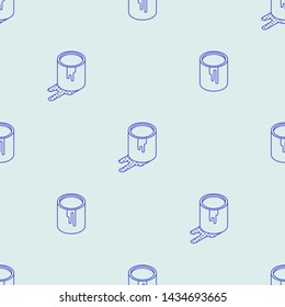 Isometric seamless pattern of paint buckets. Refurbishment and renovation background.