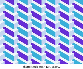 Isometric seamless pattern, volume realistic texture, color background. 3d geometric tiles with cubes. Architectural multicolored backdrop for web, wallpaper, fabric, wrapping, paper, print.