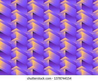 Isometric seamless pattern, volume realistic texture, color gradient background. 3d geometric tiles with cubes. Abstract multicolored backdrop for web, wallpaper, fabric, wrapping, paper, print.