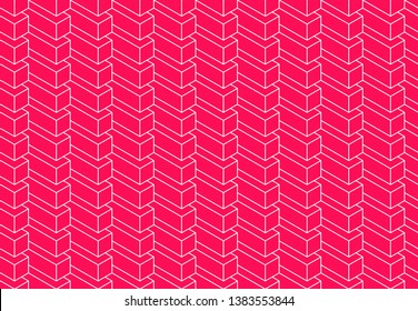 Isometric seamless pattern, volume realistic texture, color stroked background. 3d geometric tiles with cubes. Architectural backdrop for web, wallpaper, fabric, wrapping, paper, print.