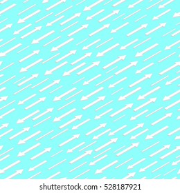 Isometric seamless pattern with white arrows. Geometric blue background. The direction of movement. Vector illustration.
