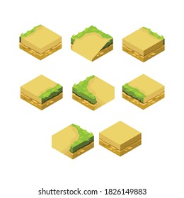 Isometric Seamless Tile Grass and Dirt or Ground for 3D game