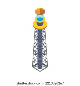 Isometric seaport lighthouse 3d icon on white background vector illustration