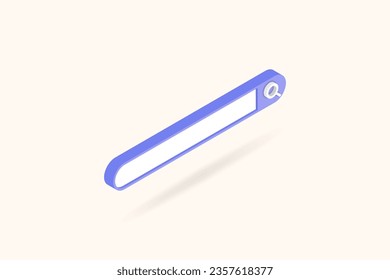 Isometric search bar icon with magnifying glass. Url window, web address field, browser cell button for ui, search engine optimization, navigation concept. Isolated 3d vector on right view angle