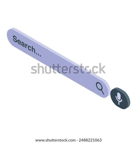Isometric search bar with voice search button for searching information on internet
