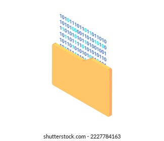 Carpeta segura isométrica con documentos. concepto de seguridad de datos. ilustración vectorial.