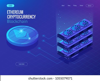 Isometric Secure Global Financial Network Blockchain Crypto Currencies Ethereum. Ethereum Network