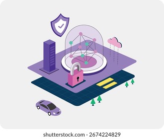 Isometrisches sicheres Smart City-Netzwerk mit KI, Cloud Security