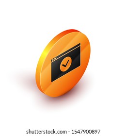 Isometric Secure your site with HTTPS, SSL icon isolated on white background. Internet communication protocol. Orange circle button. Vector Illustration